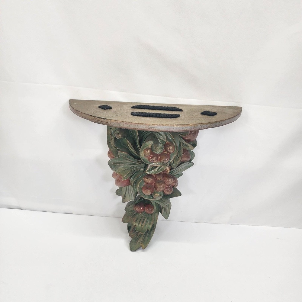 Kirkland's Decorative Fruit Leaf Resin Wall Shelf Corbel Green Gold Vintage